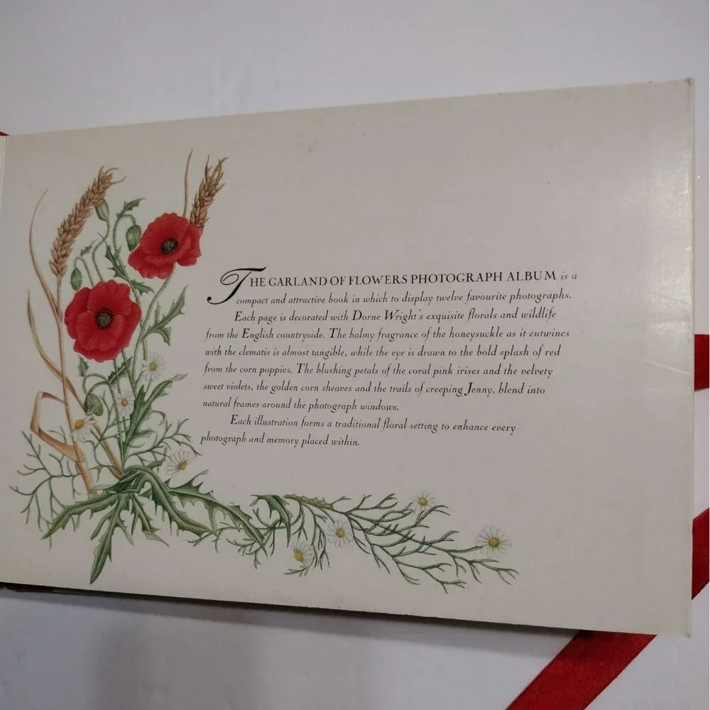 Vintage Photo Album Garland Of Flowers 1990s Cottagecore Hardcover Red Floral